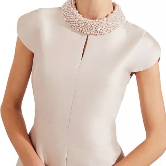 HOBBS LONDON Marcella Embellished Neck Dress-Blue - Picture 6 of 15